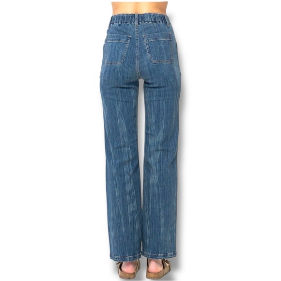 Judy Blue Sz 14W High Rise Elastic Waist Straight Jeans Cotton-Rayon-Poly-Lycra - Picture 6 of 8